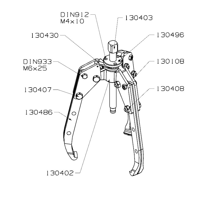 EXTRACTOR FORZA SERIE 1300ALT AUTOCENTRANTE DE 3 PATAS